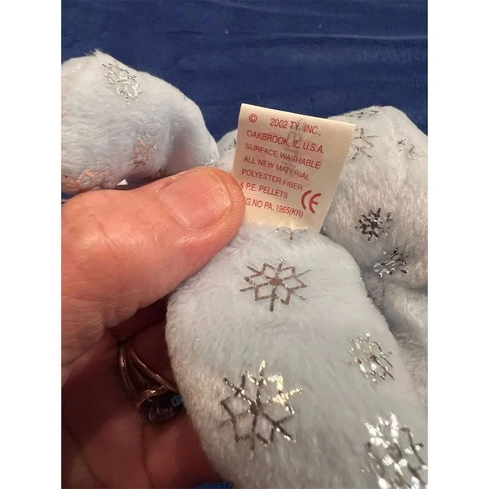 Ty Beanie Babies Flaky‎ the Bear Blue Plush with Tags Rare Collectible